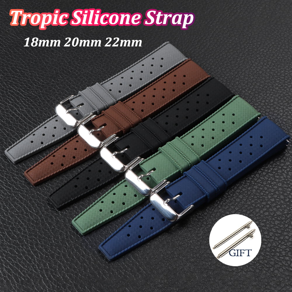 Fossil Smartwatch Accessories - 18mm 20mm 22mm Tropic Silicone Watch