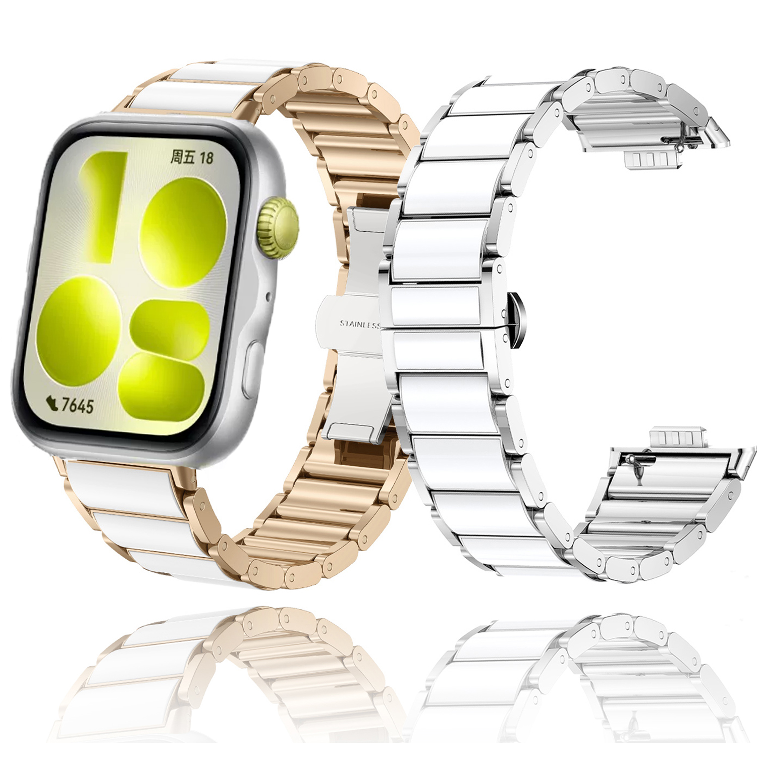 Ceramic Link Bracelet - Ceramic-like Metal Strap For Huawei Watch