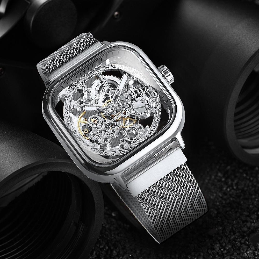 Forsining Luxury Square Skelet - Stainless Mesh Band recensie en prijs