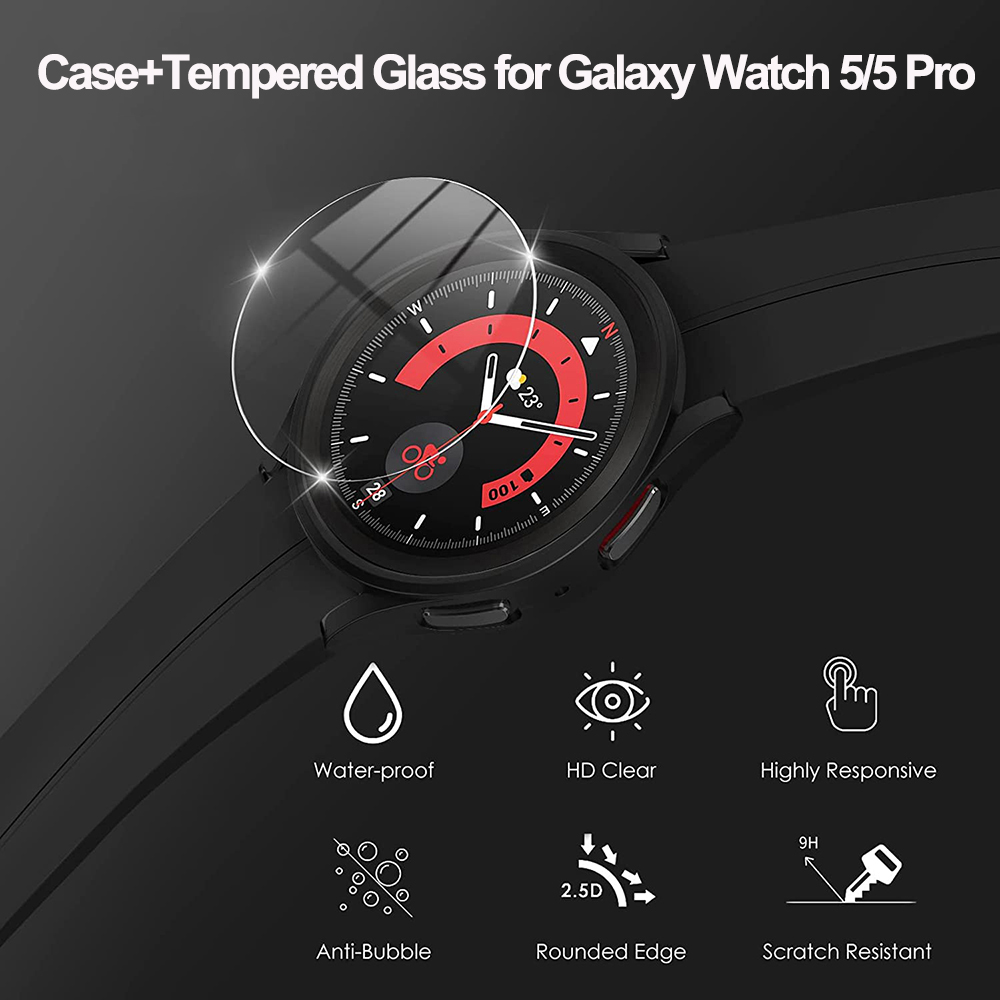 Cover+Tempered Glass for Samsu - Accessories For Galaxy Watch 5 recensie en prijs