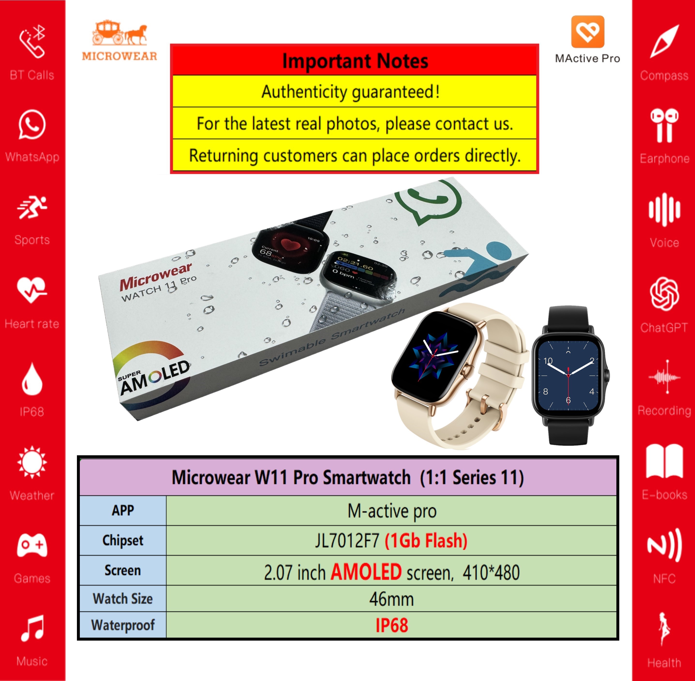 Swiming-proof W11P Smartwtch R - Smartwatch M Active recensie en prijs