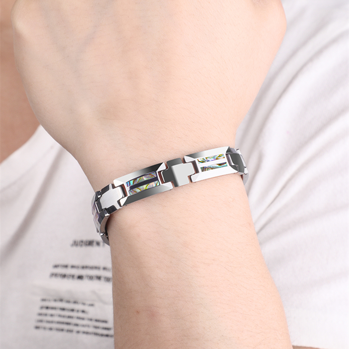 Abalone Shell Tungsten Steel B - Ceramic Link Bracelet recensie en prijs
