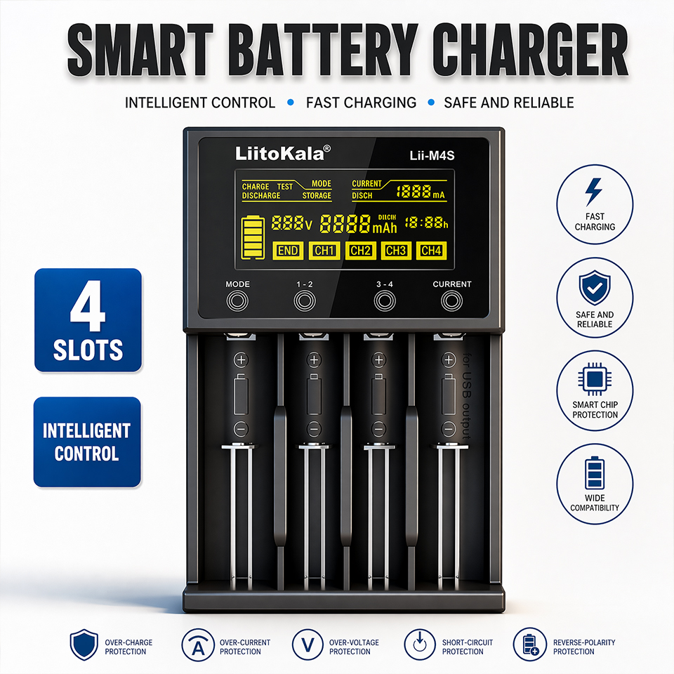 Lii-M4S Smart Touch 4-Slot Bat - Smart Accessories recensie en prijs