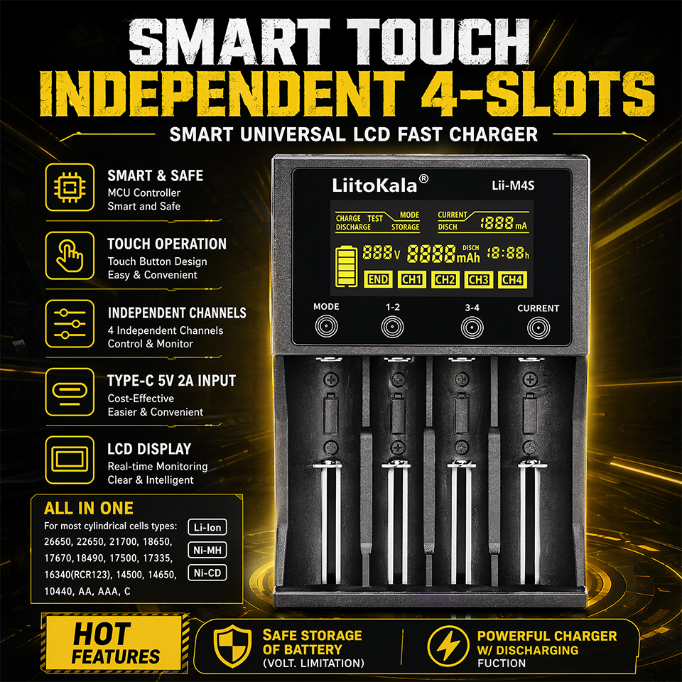 Lii-M4S Smart Touch 4-Slot Bat - Smart Accessories recensie en prijs