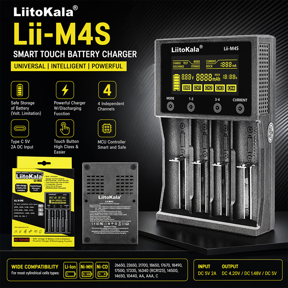 Lii-M4S Smart Touch 4-Slot Bat - Smart Accessories recensie en prijs