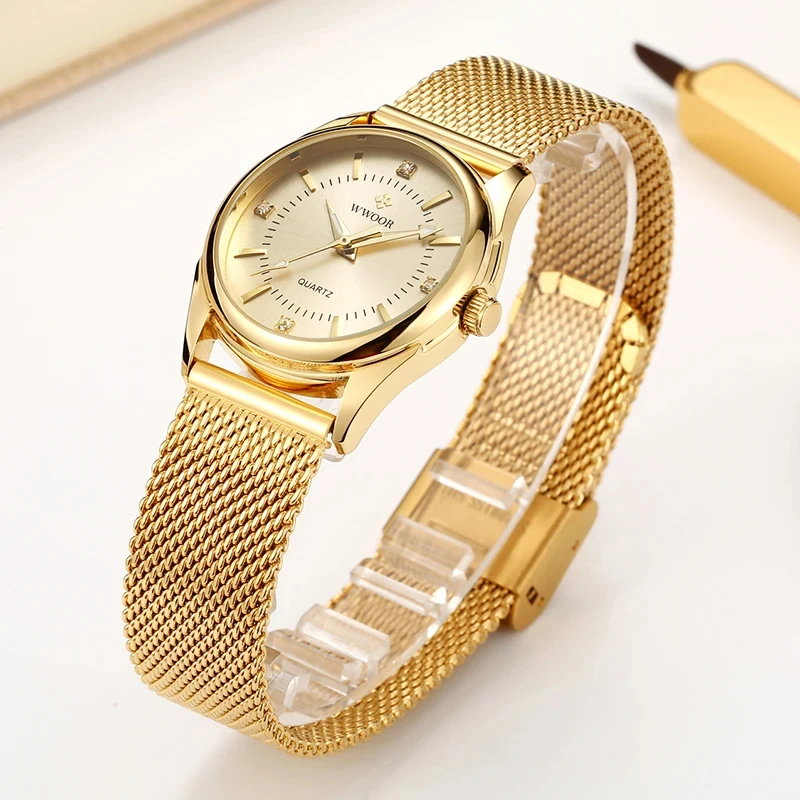 WWOOR Luxury Brand Dress Gold  - Stainless Mesh Band recensie en prijs